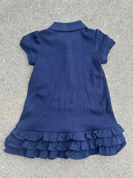 Ralph Lauren Navy Girls Polo Dress with Ruffle Hem - Picture 4 of 4